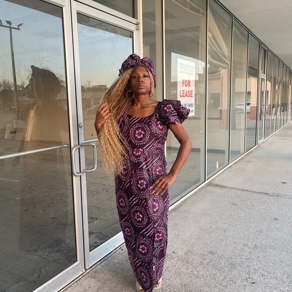 African Ankara women full length Maxi dress - Picture 5 of 7